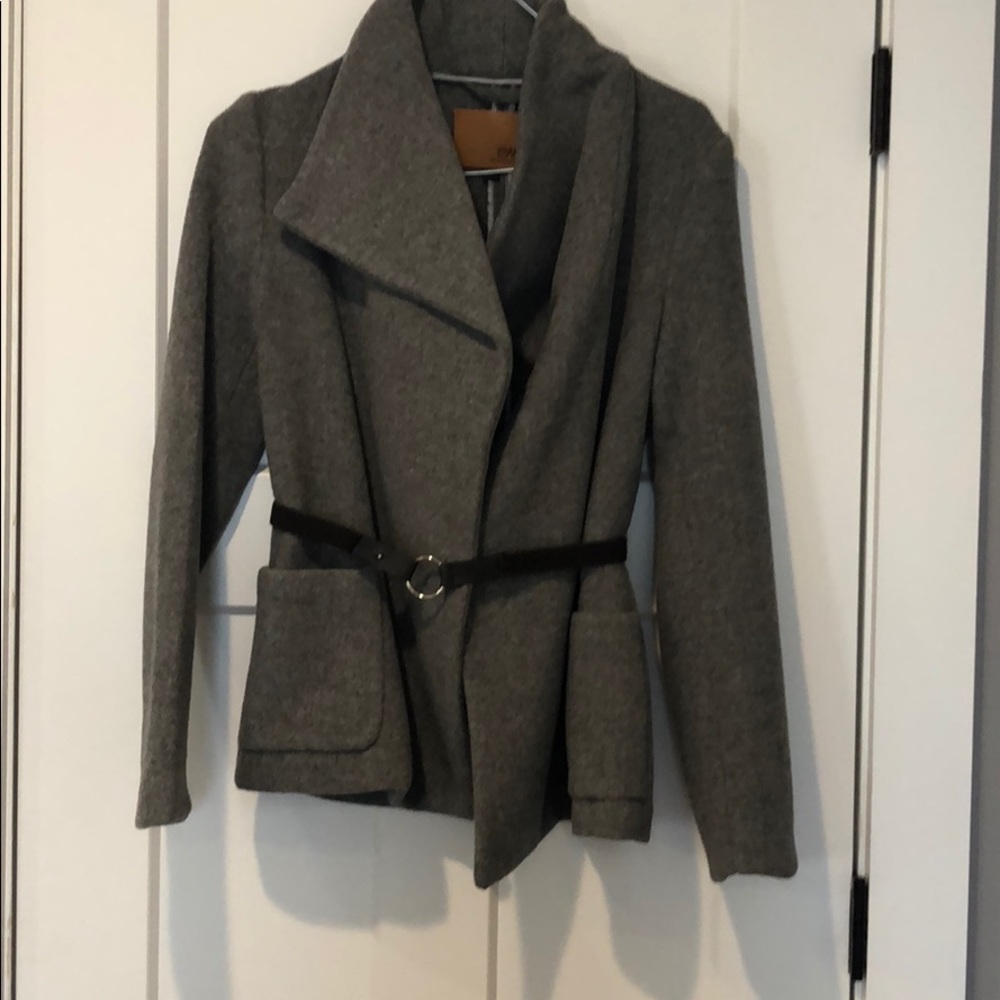 Grey wool belted jacket